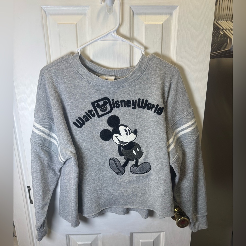 Disney Women's Gray Sweater with Mickey Mouse Design